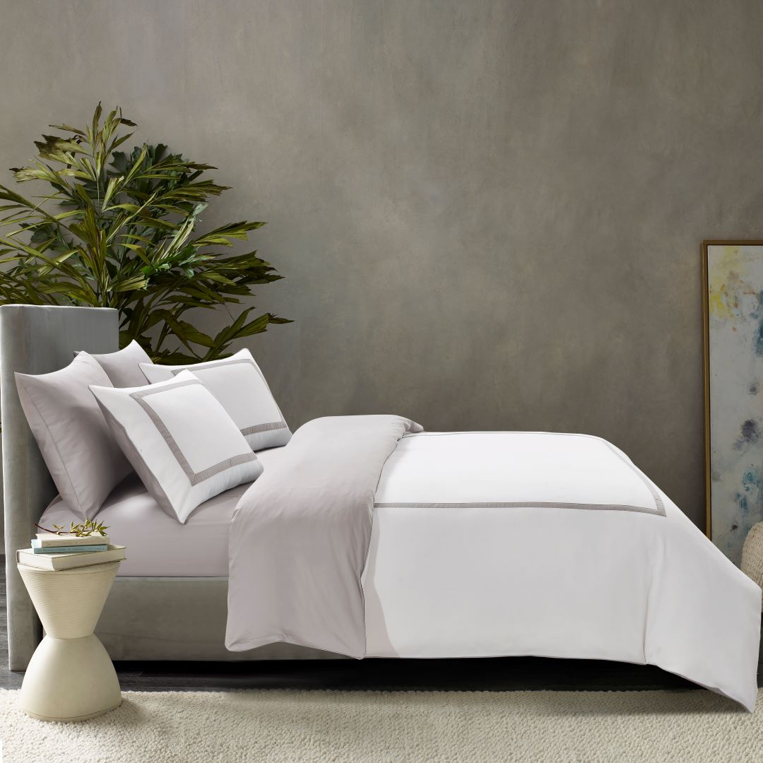 LUXE by A&B Taupe Piqué Ribbon Duvet Set