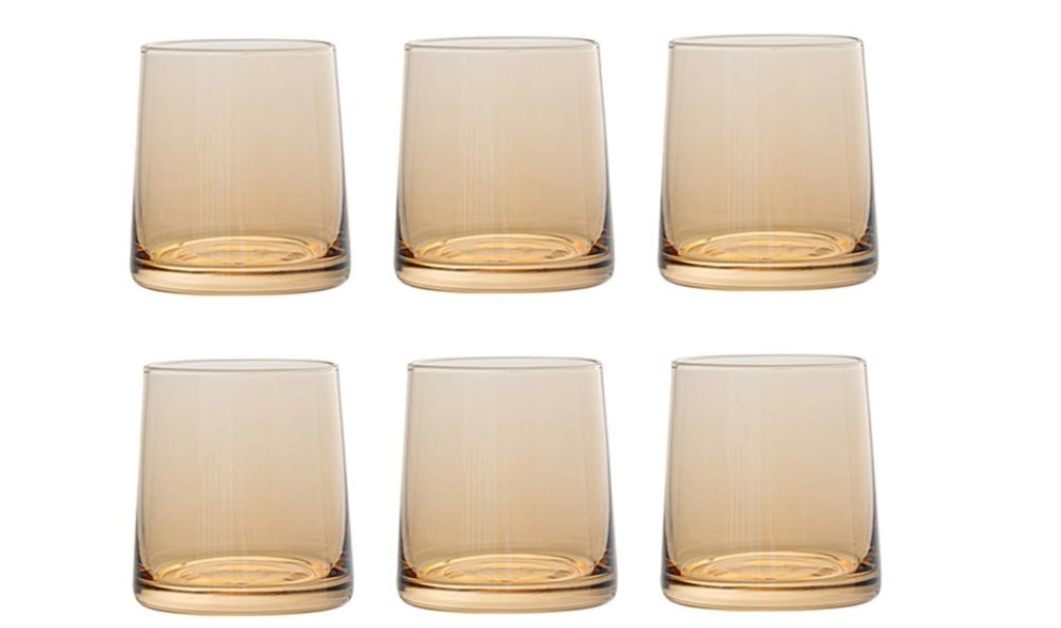 Amber Drinking Glasses- Set of 6