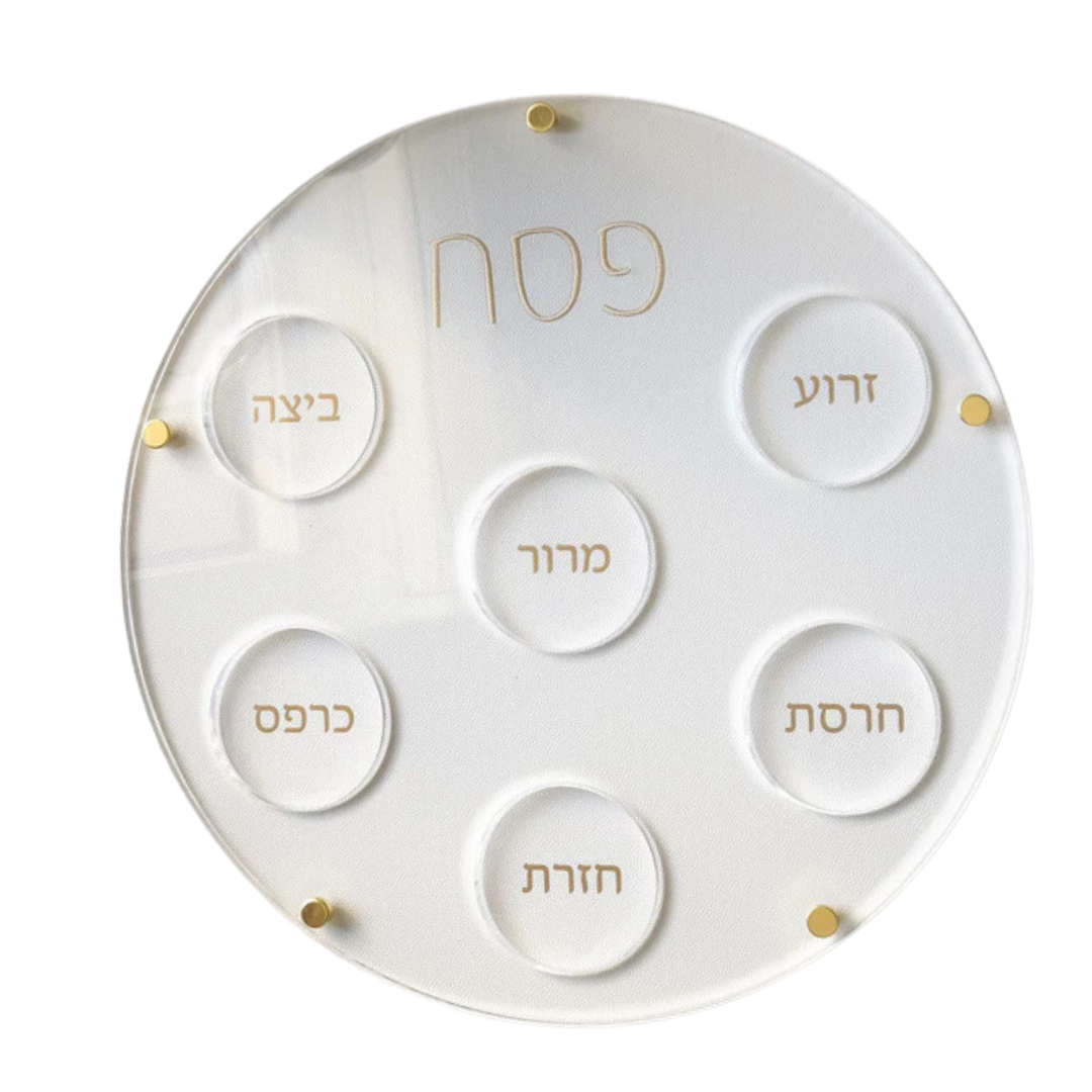 Lucite Seder Plate with Leatherette Backing