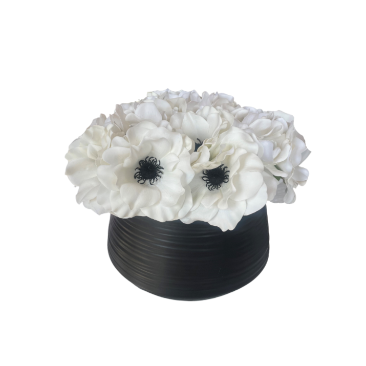 Anemone Arrangement in Black Ceramic