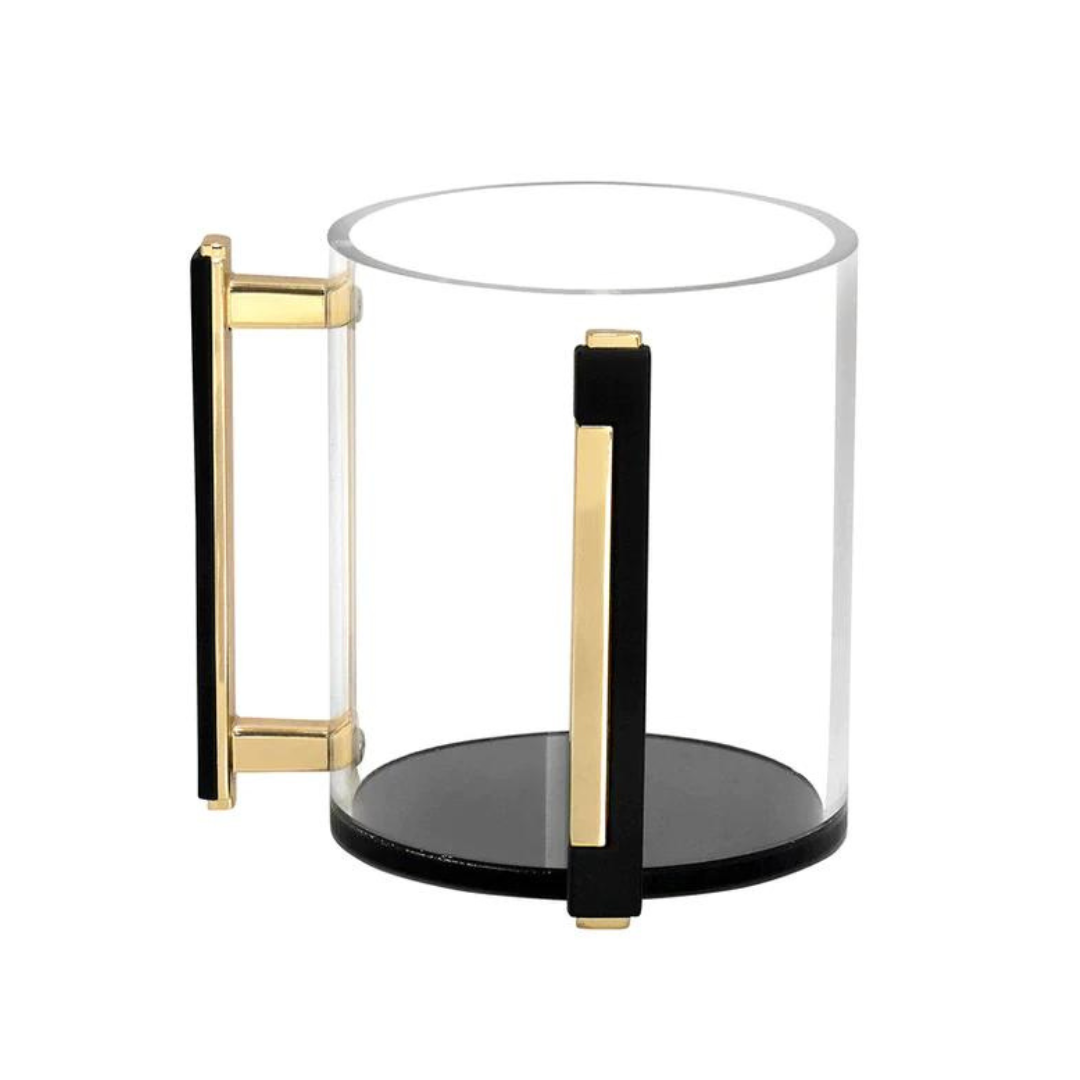 Lucite Clear Wash Cup with Gold Designed Handles