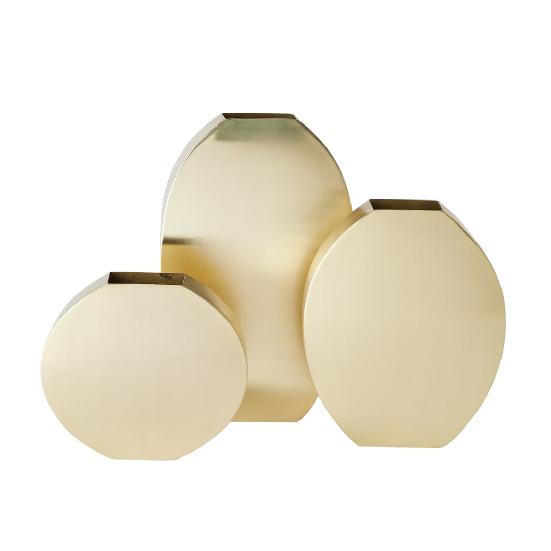 Global Views Brass Squared Oval Vases