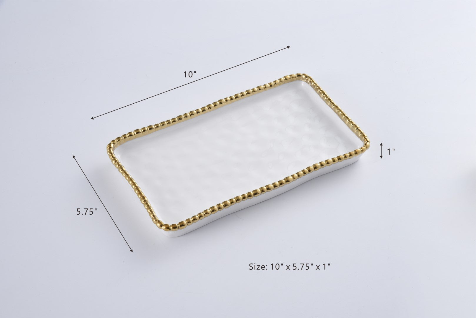 Gold Rimmed Rectangular Vanity Tray