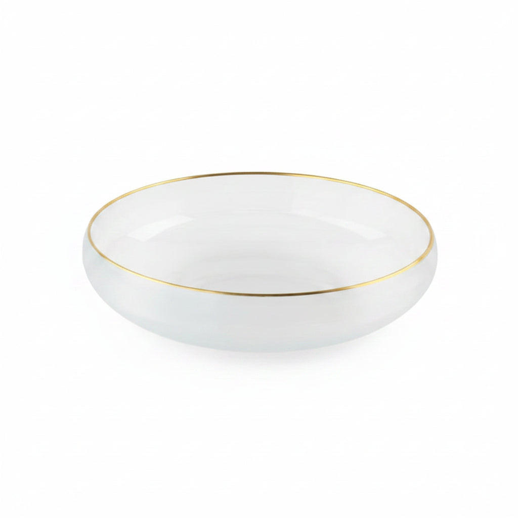 Vivience curved glass bowl with gold rim