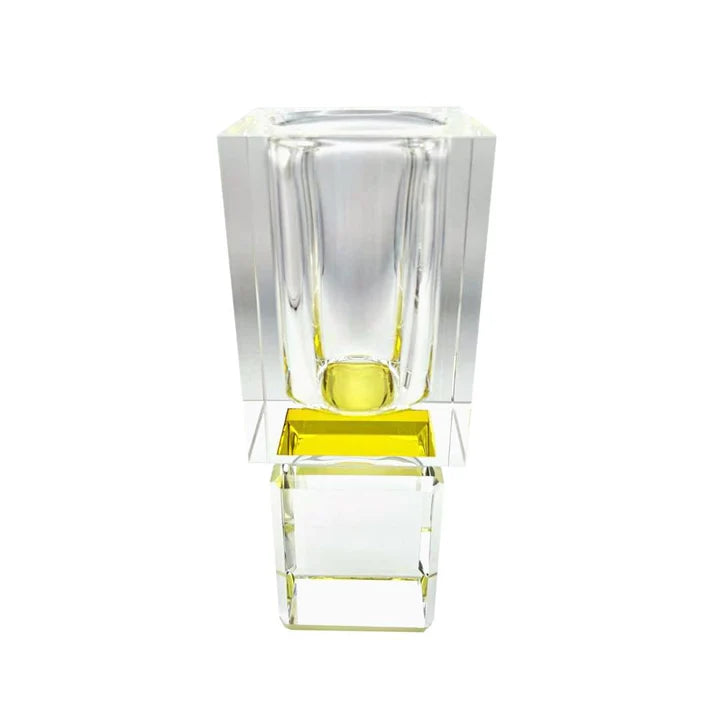 Colored reflection geometric vase, amber