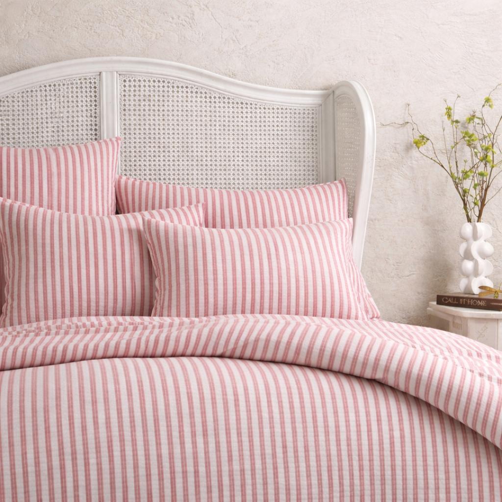 Aura Home Seersucker Duvet Set, Pink Petal Stripe
