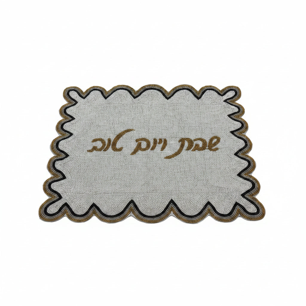 Scalloped Glass Beaded Challah Cover