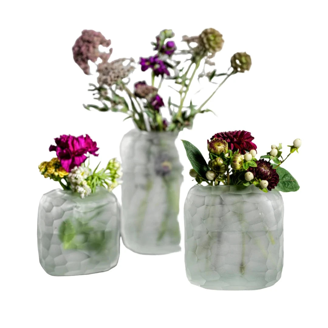 Zodax hammered frosted glass bud vase