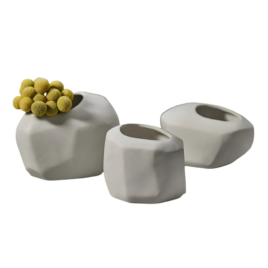 Matte White Rock Ceramic Vase