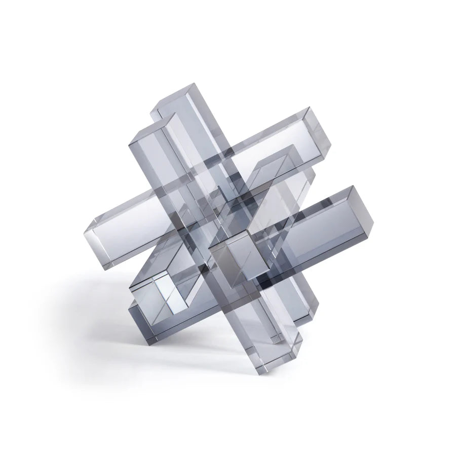 Interlocking crystal bookends, smoke