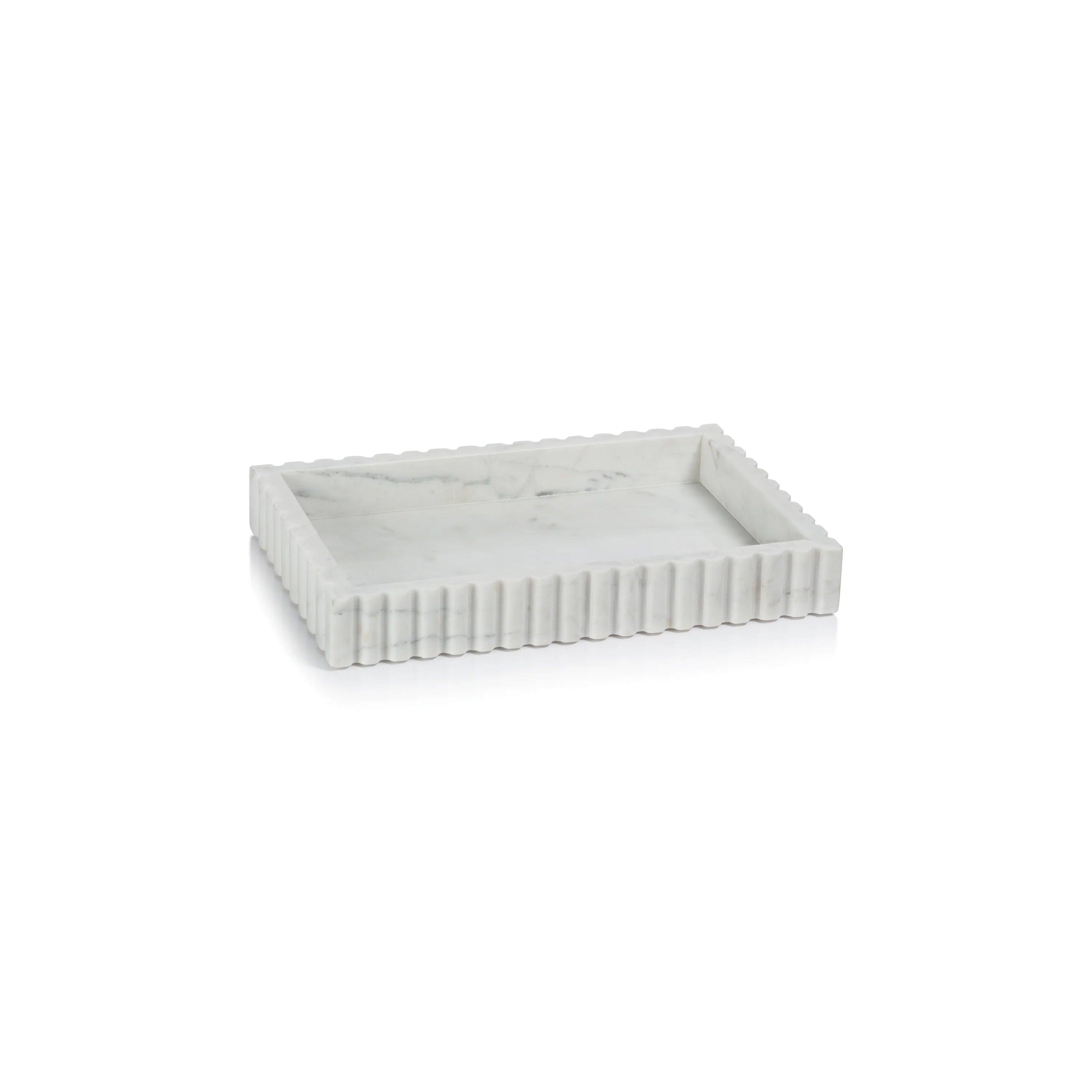 Zodax Camogli scalloped white marble tray
