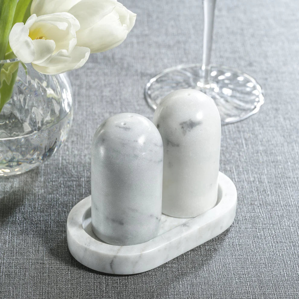 Zodax Marble Salt and Pepper Shaker on Tray