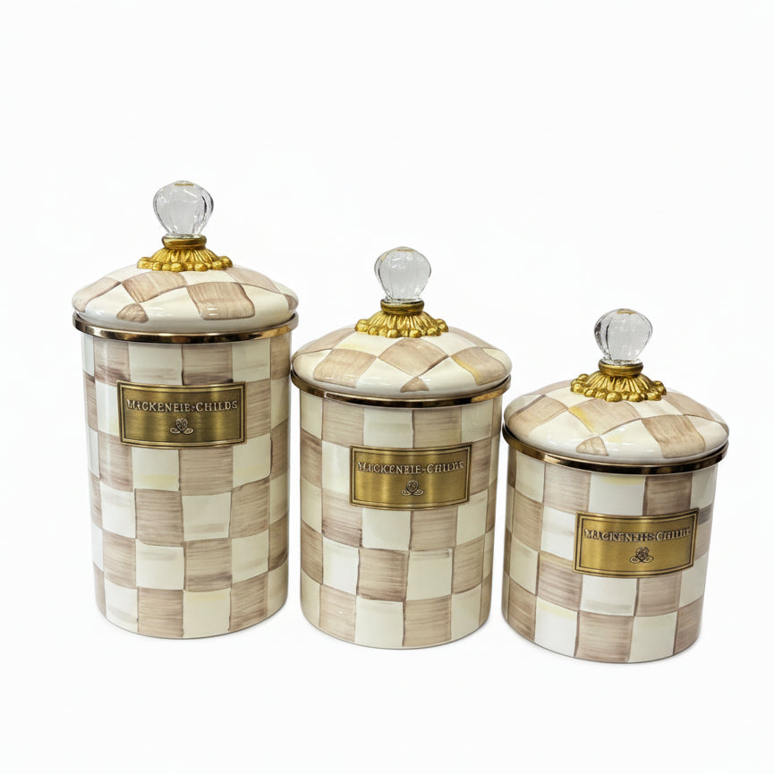 MacKenzie-Childs Mocha Check canister