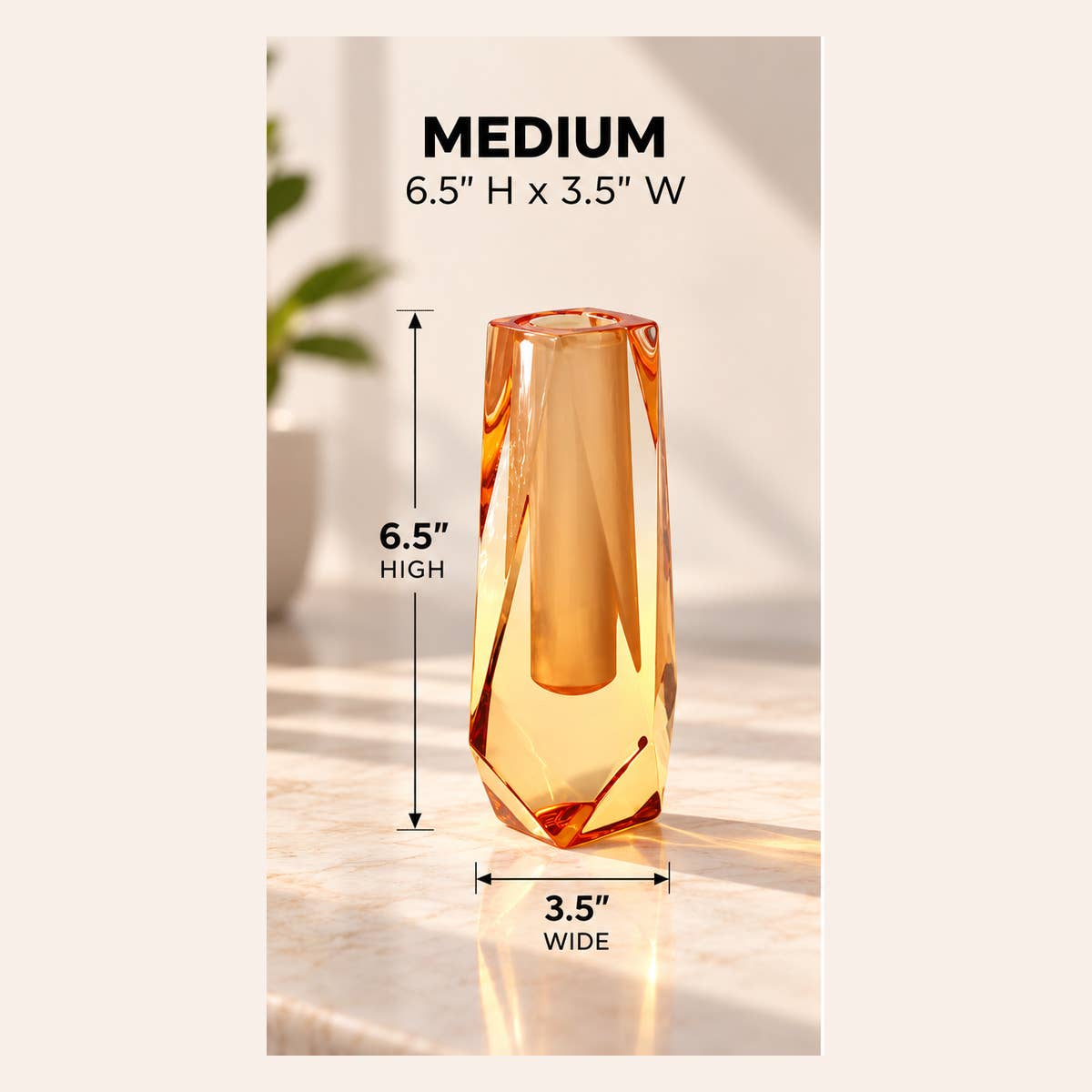 Luxe Modern Acrylic Flower Vase - Golden Apricot