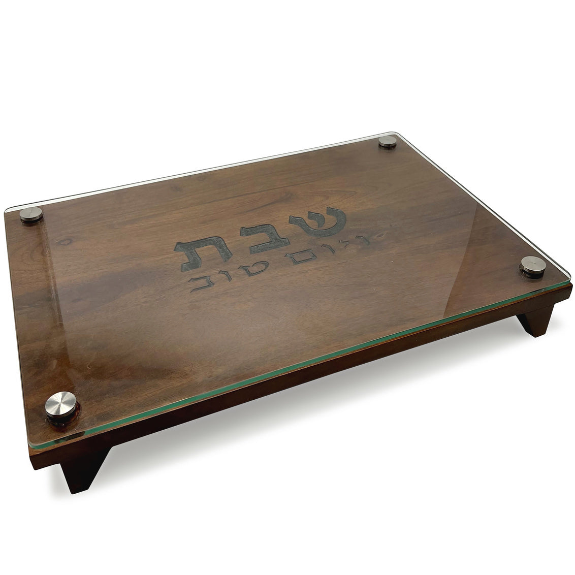 Wood/Glass Raised Challah Board