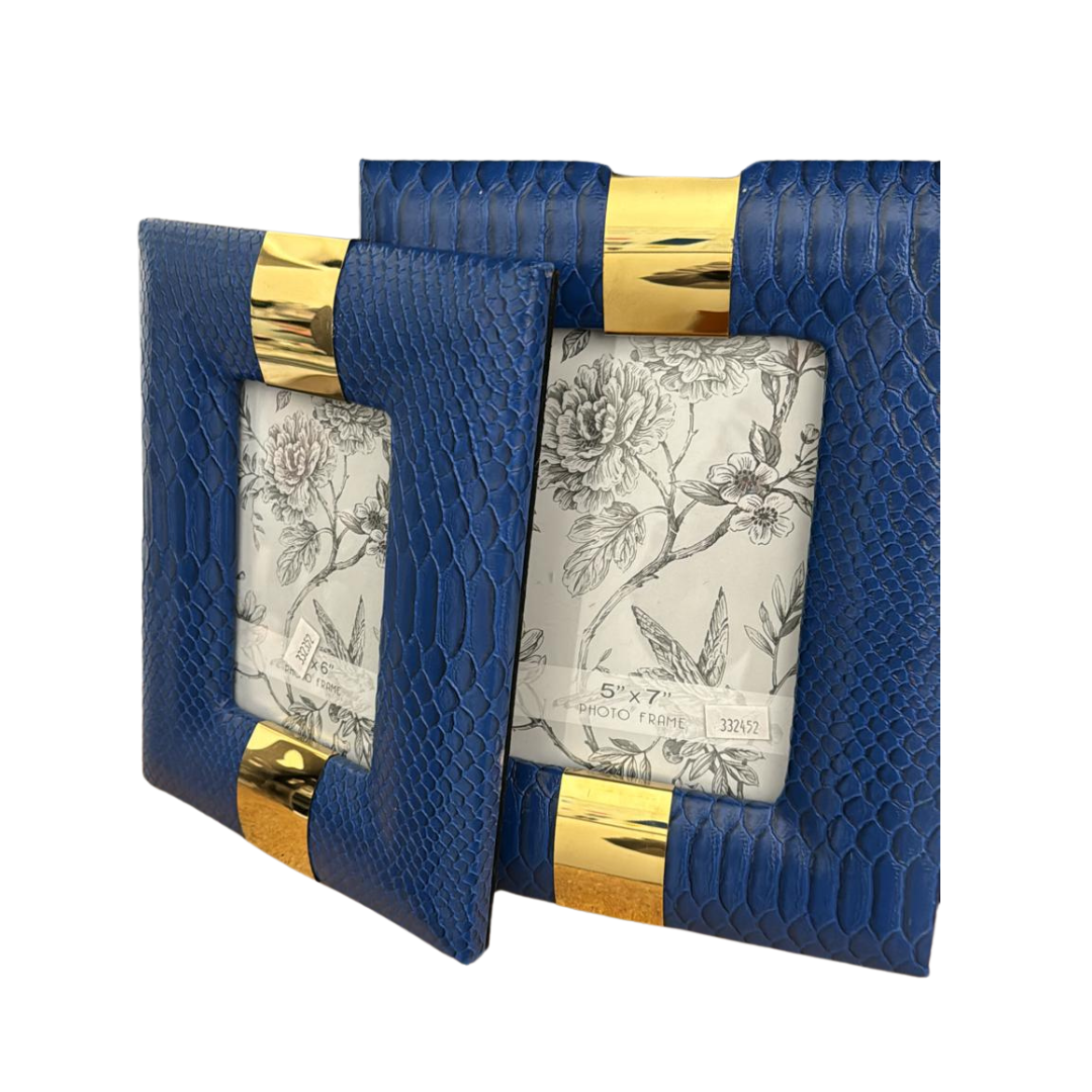 Blue & Gold Crocodile Photo Frame