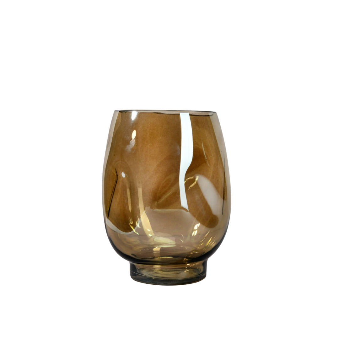 Majorca Hand Blown Amber Hurricane Vase