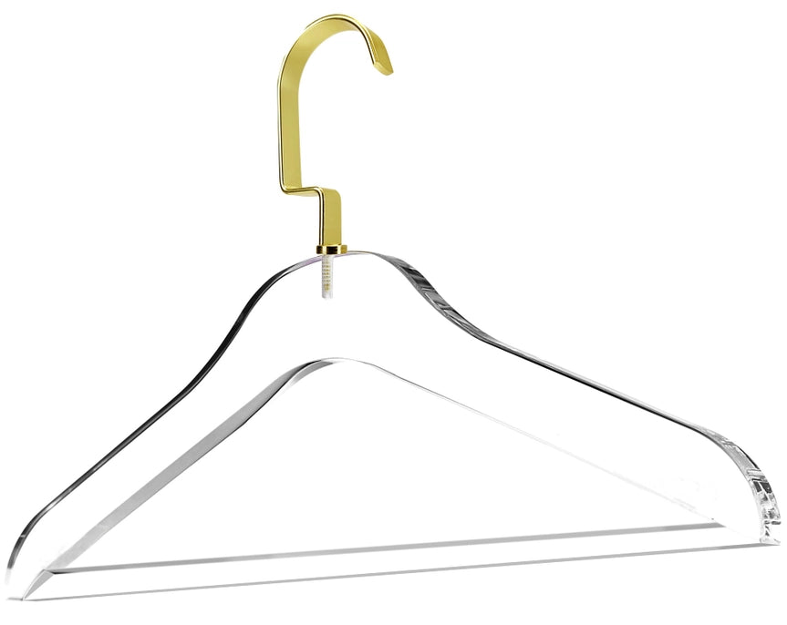 Gold Hook Acrylic Hangers with Bar - 10 Pack