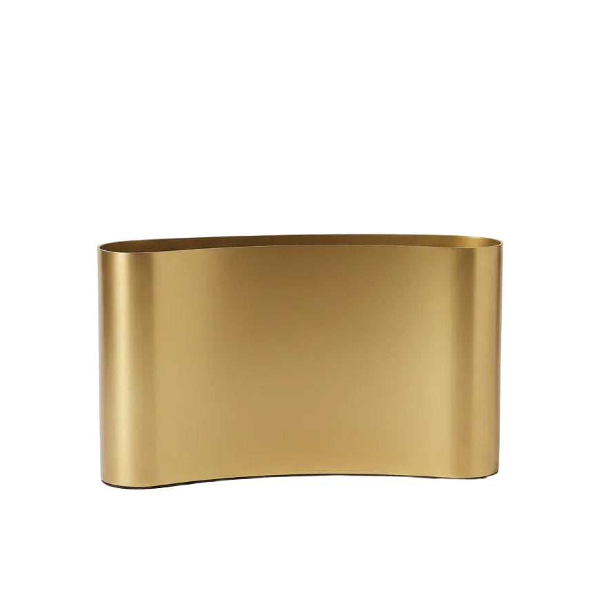 Bretagne matte gold curved aluminum vase, 7 inch
