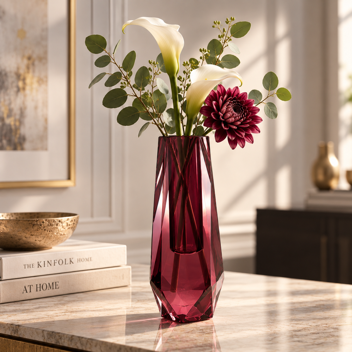 Luxe Modern Acrylic Bud Vase - Garnet Plum