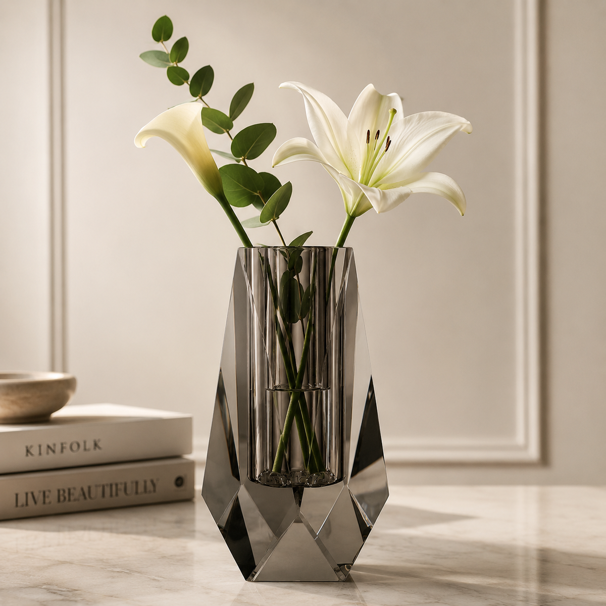 Luxe Modern Acrylic Bud Vase - Smoky Quartz