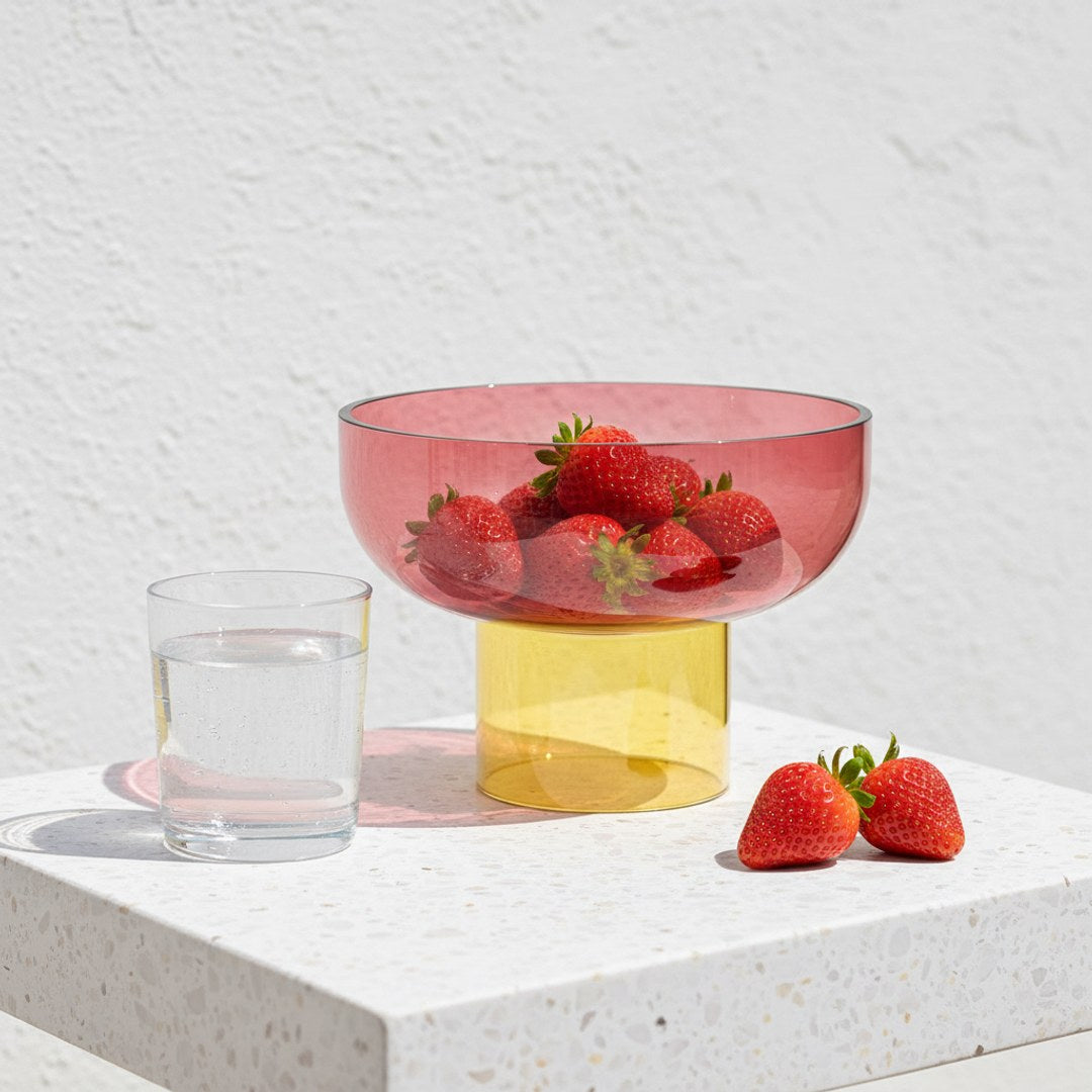 Tip Top Small Reversible Glass Bowl – Pink & Yellow Small | default