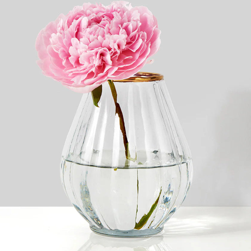 Gold Rim Balloon Glass Vase