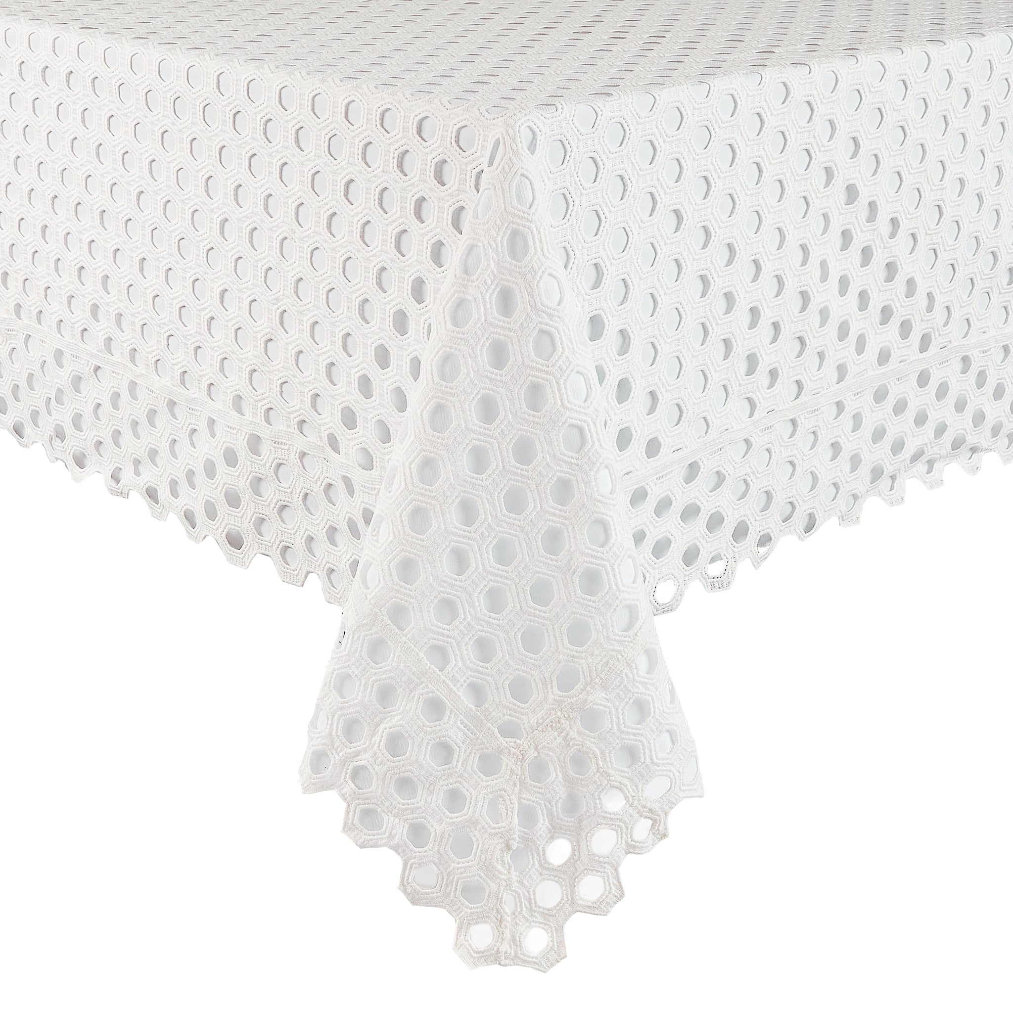 Adorn Your Table Eyelet Hexagon Lace Tablecloth
