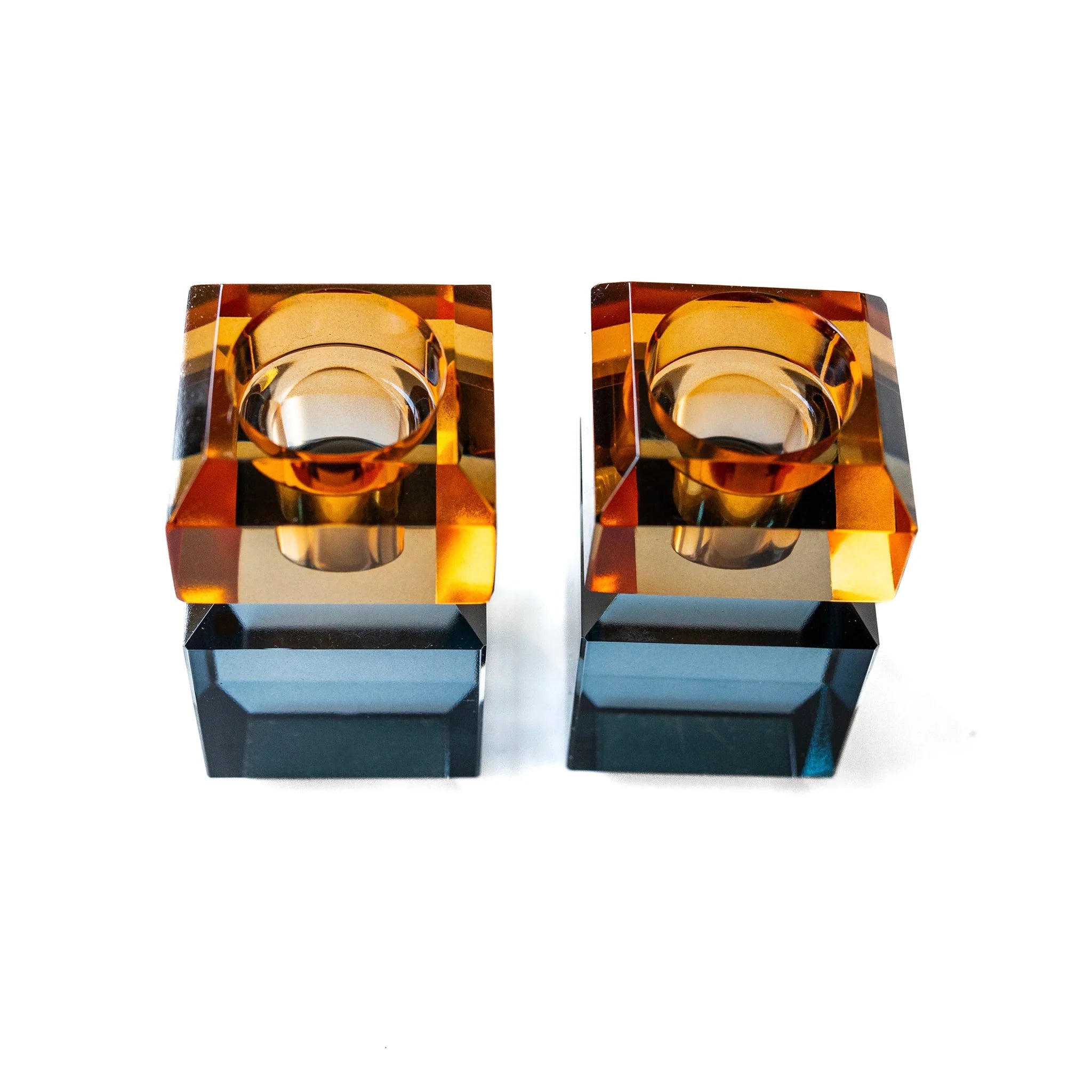 3” Pair of Two Tone Candleholders