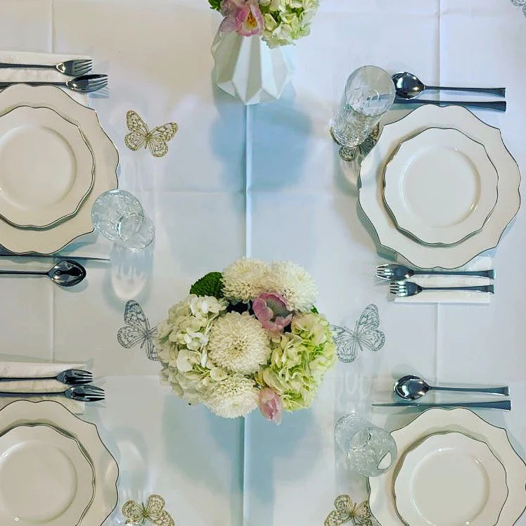 Adorn Your Table Gold/Silver Butterfly Tablecloth