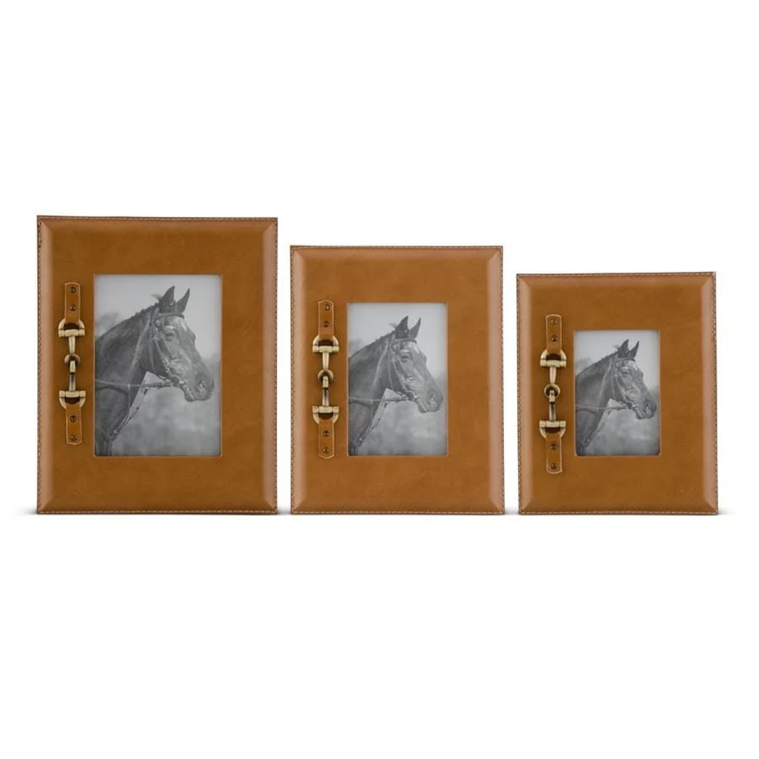 Tan Photo Frames w/Gold Horse Bit — 4x6