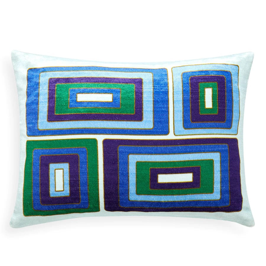 Milano Emerald/Navy Blocks Pillow