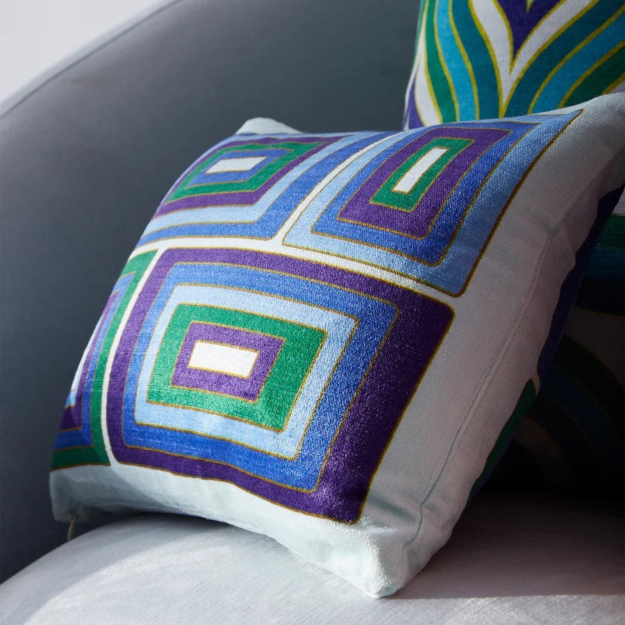 Milano Emerald/Navy Blocks Pillow