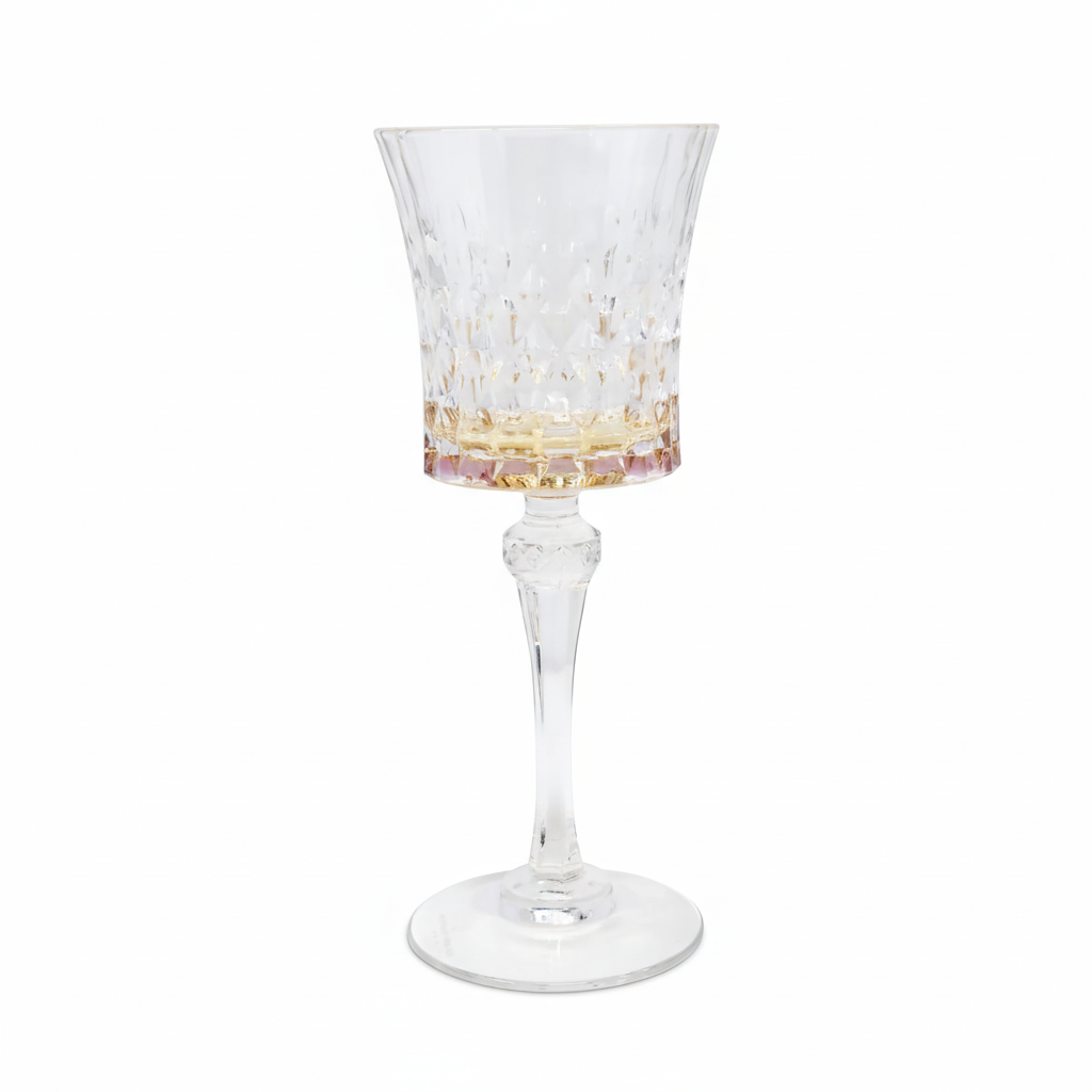 Liscio Ottico Diamond Wine Glasses with Smoked Shade on the Bottom