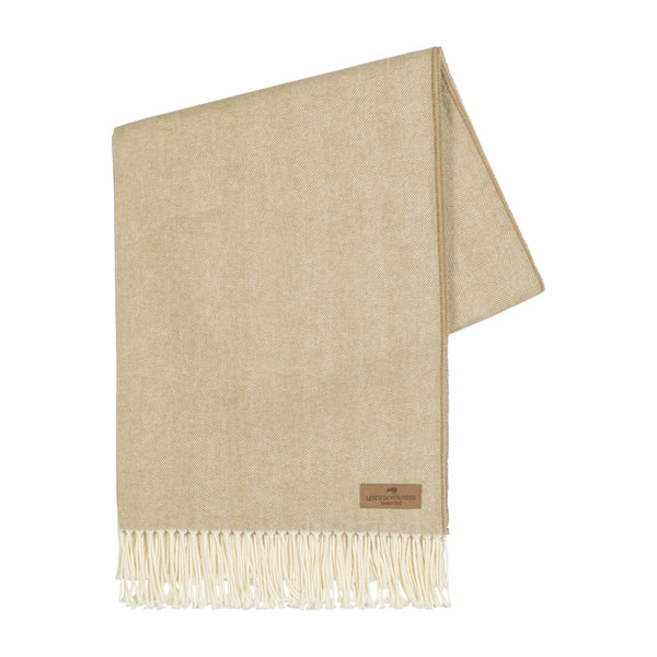 Lands Downunder Italian Herringbone Throw- White Truffle