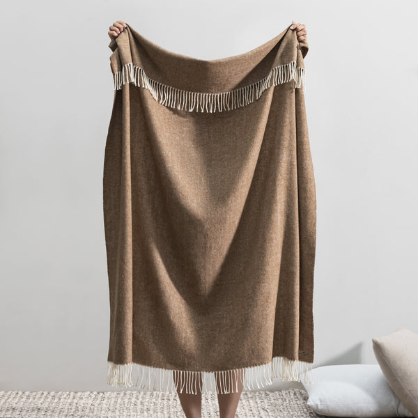 Lands Downunder Italian Herringbone Throw- Saddle