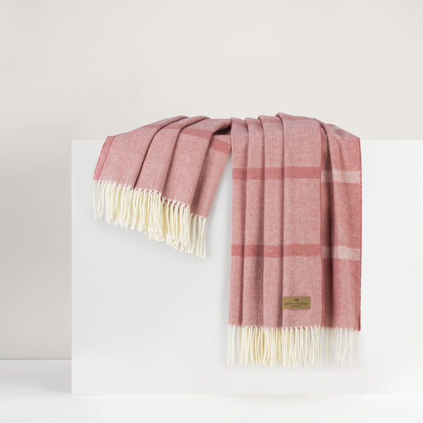 Lands Downunder Montauk Stripe Herringbone Throw- Berry Sorbet