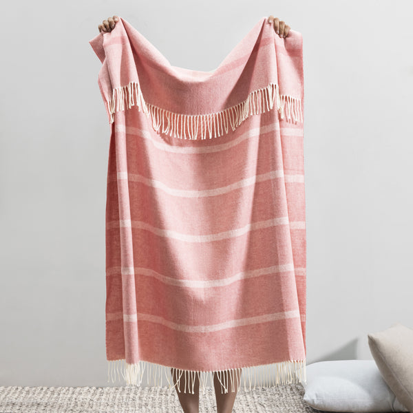 Lands Downunder Montauk Stripe Herringbone Throw- Berry Sorbet