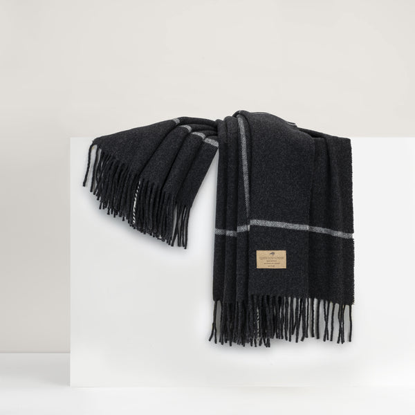 Lands Downunder Cashmere/Lambswool Throw- Onyx Windowpane