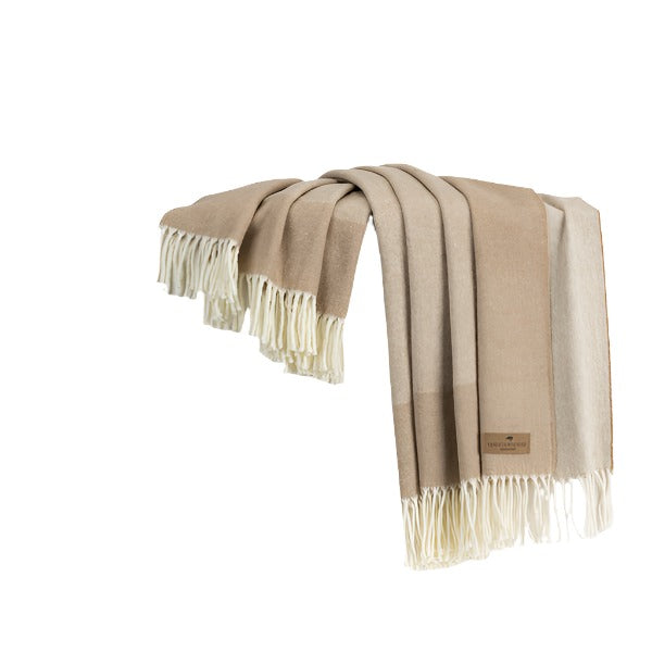 Lands Downunder Border Herringbone Throw- Dune