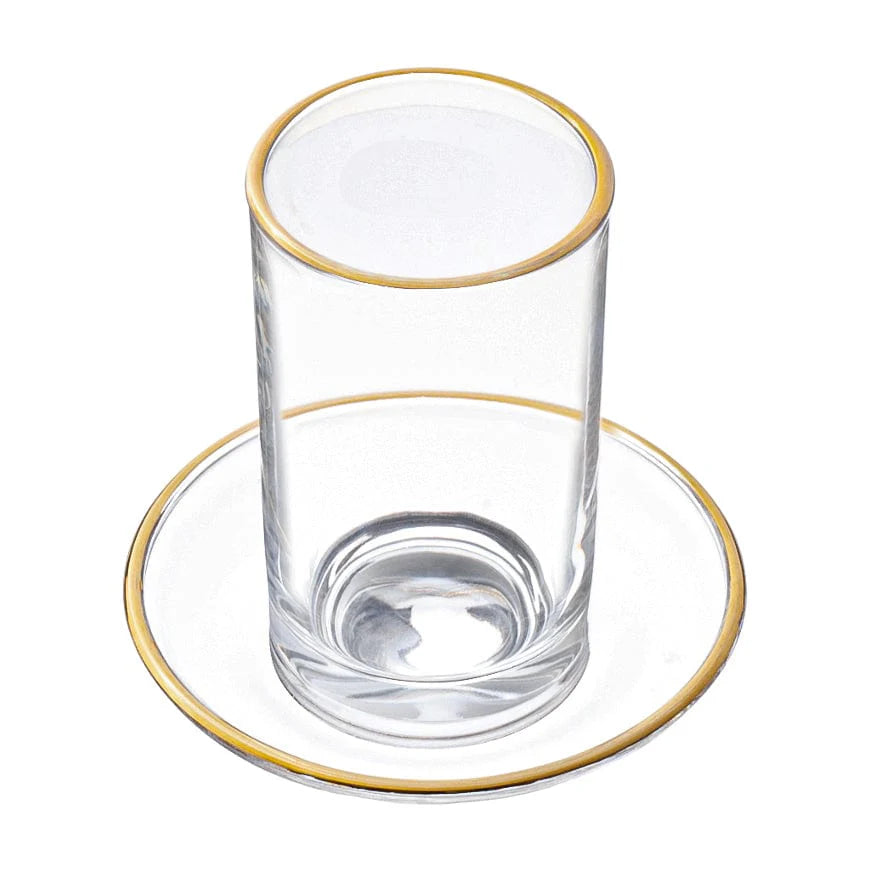 Modern Glass Cups & Saucers Set