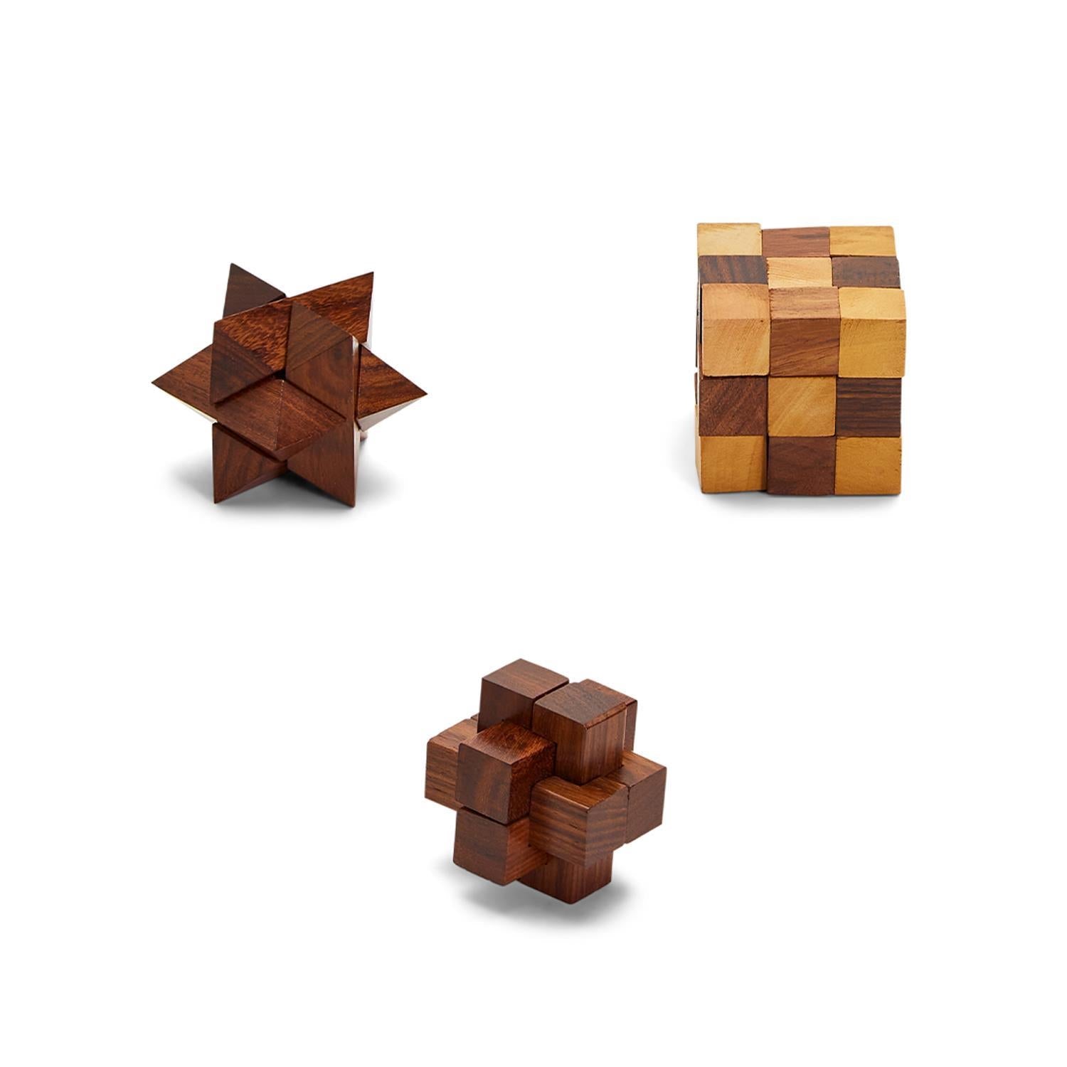 Wood Crafted Puzzles In Storage Box