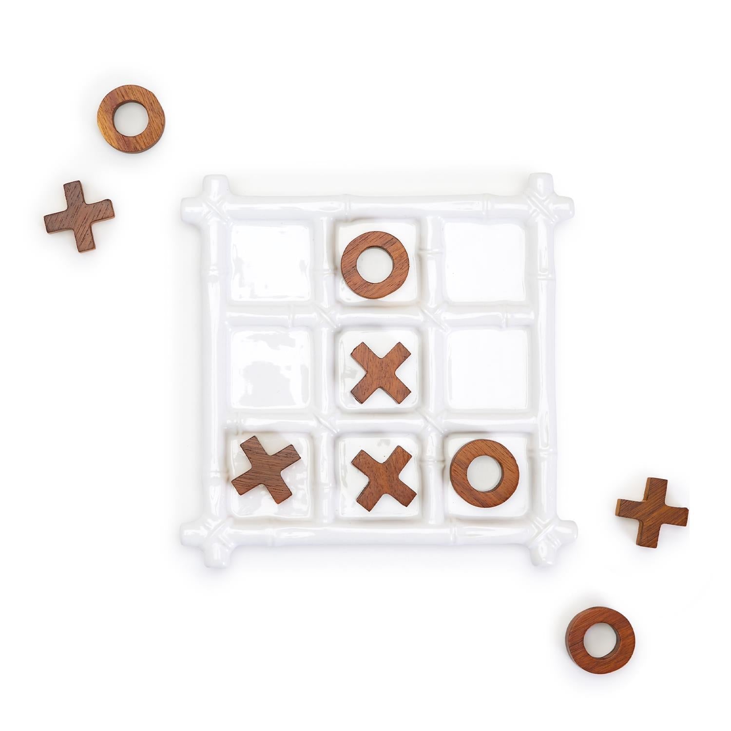 Faux Bamboo Tic Tac Toe Game in Gift Box