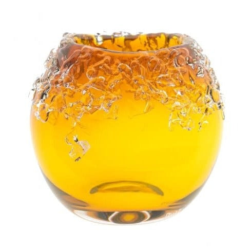 Bumpy glass vase, amber