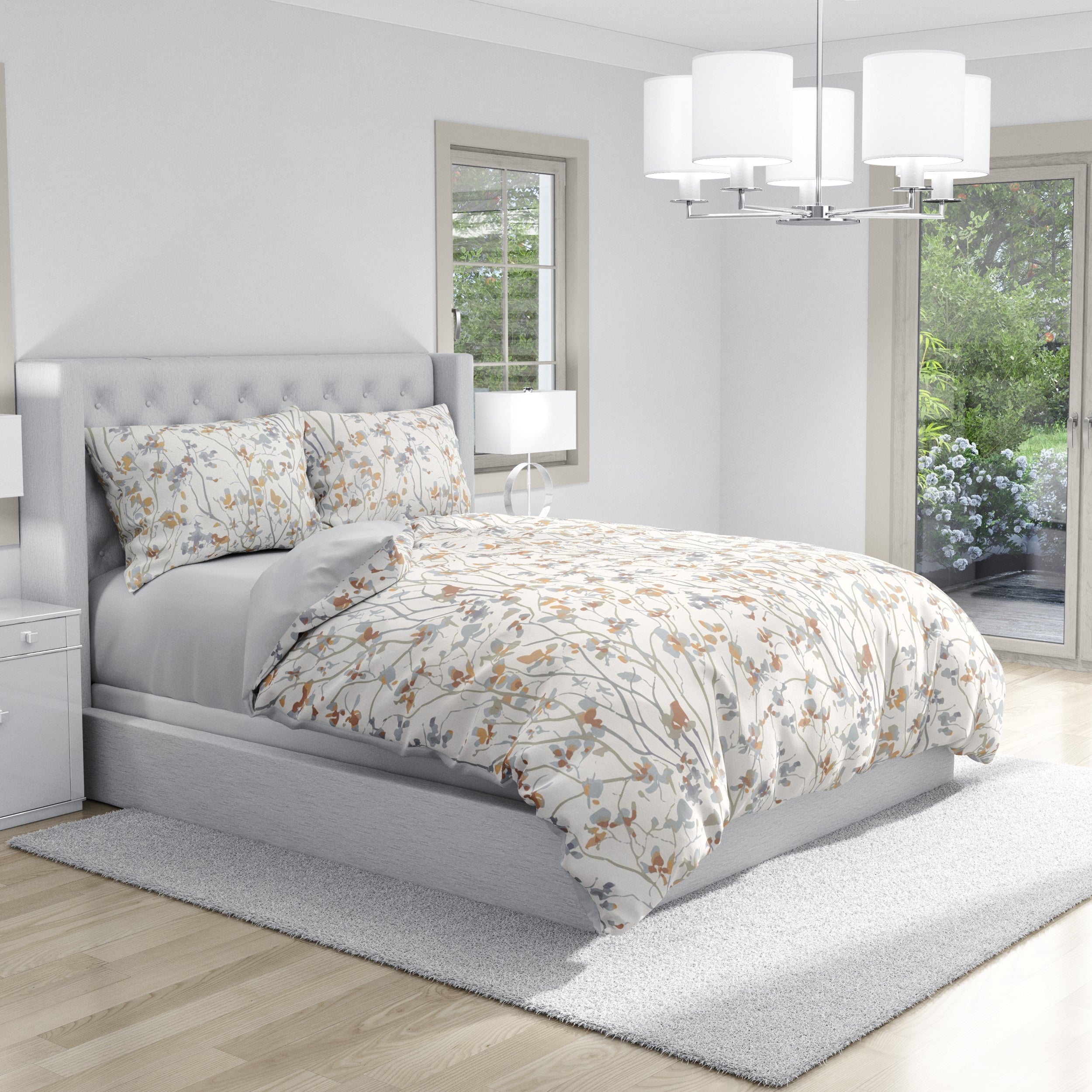 Aura & Belle Two Tone Floral Scape Duvet Set