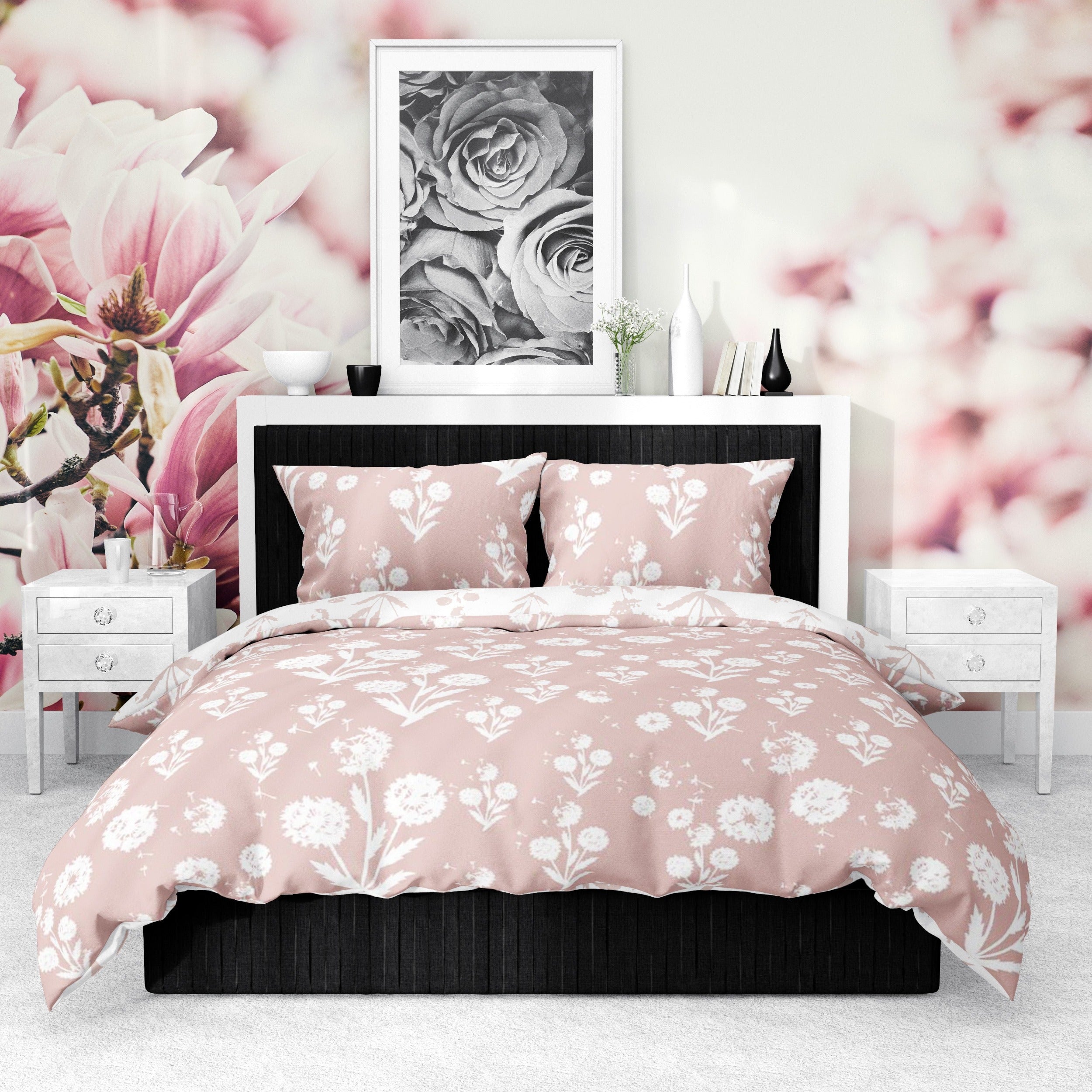 Aura & Belle Dusty Pink Dandelion Duvet Set