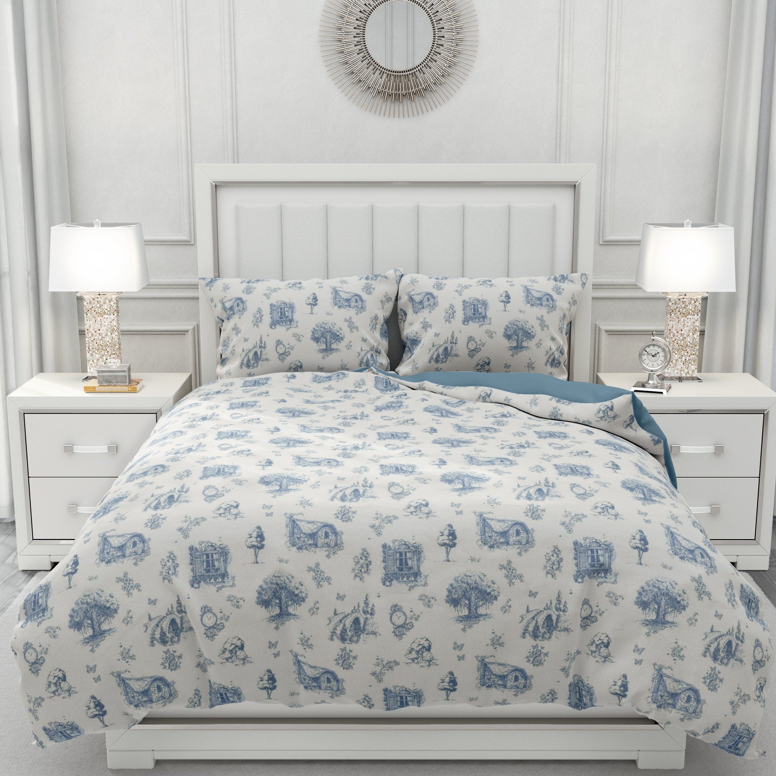 Aura & Belle French Blue Toile Duvet Set