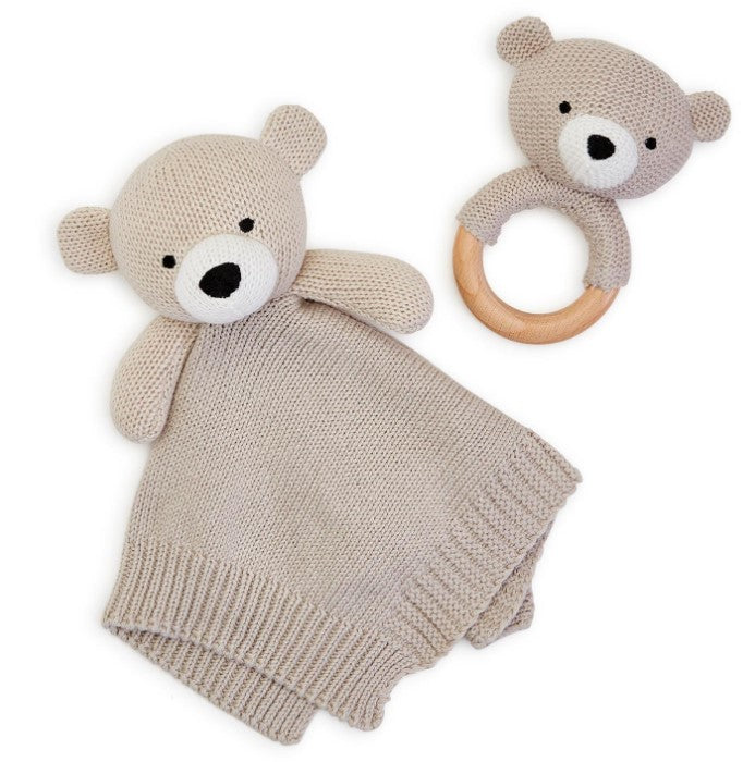 Knitted Snuggle and Rattle Gift Set
