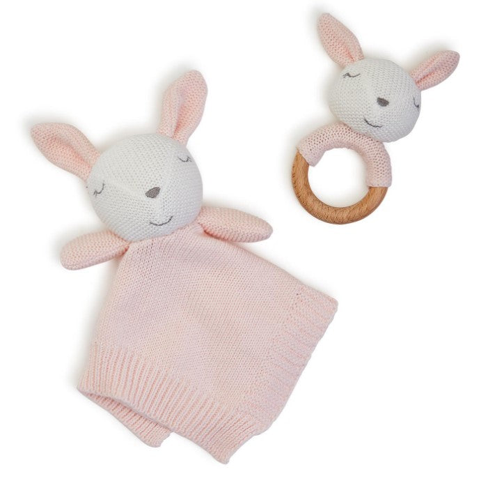 Knitted Snuggle and Rattle Gift Set