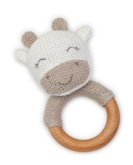 Knitted Rattle With Natural Wood Grip